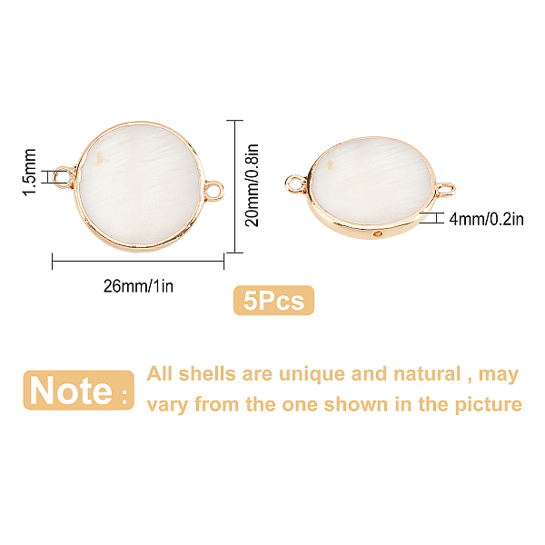 

PandaHall SUNNYCLUE 1 Box 5Pcs Natural Freshwater Shell Link Charms Round Flat Seashell Connectors for Jewellery Making Earring Decorations...