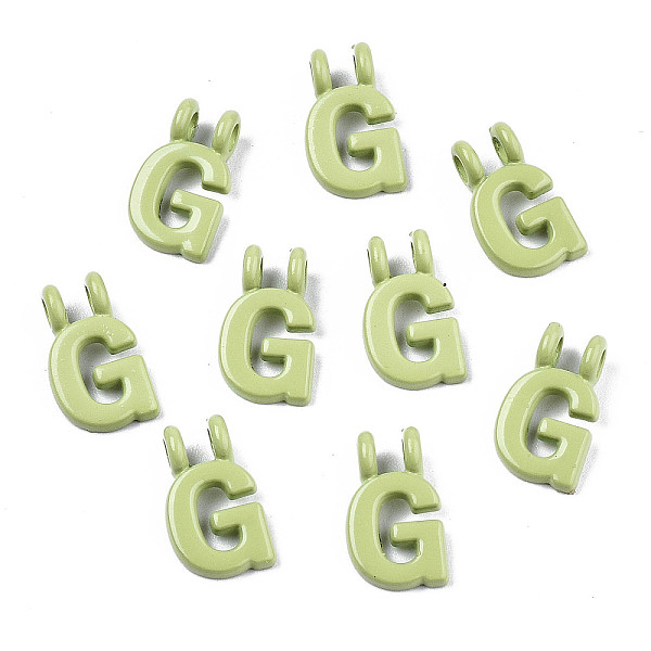 PandaHall Spray Painted Alloy 2-Loop Link Pendants, Cadmium Free & Lead Free, Letter, Letter. G, 13.5x8x1.5mm, Hole: 2mm Alloy Letter G