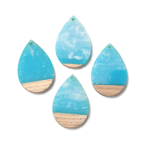 

PandaHall Translucent Resin & Walnut Wood Pendants, Two Tone, Geometric Charms, Light Sky Blue, Teardrop, 36.5x24.5x4mm, Hole: 2mm...