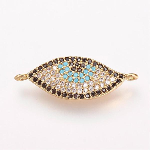 

PandaHall Brass Micro Pave Cubic Zirconia Links, Eye, Golden, 24.5x8.5x2mm, Hole: 1.5mm Brass+Cubic Zirconia Eye