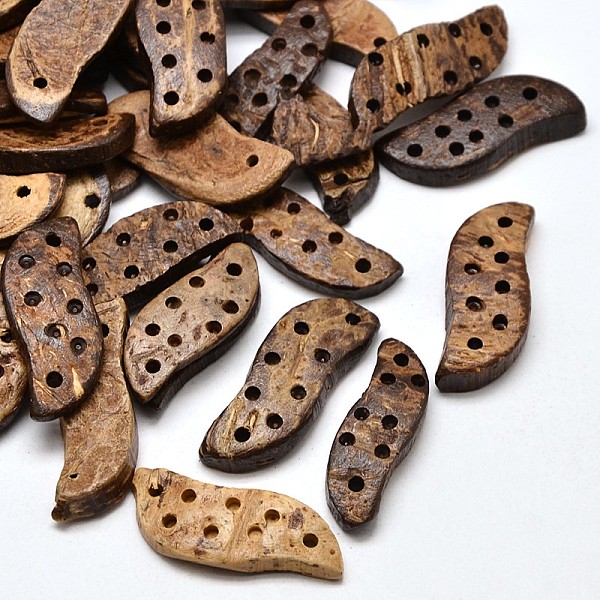 

PandaHall Coconut Wavy Links, Coconut Brown, 29~31x10~11x4~6mm, Hole: 2mm Coconut Leaf Brown