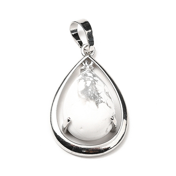 

PandaHall Natural Howlite Pendants, Teardorp Charms, with Rack Plating Platinum Tone Brass Findings, Cadmium Free & Lead Free, 30.5x20x8mm...