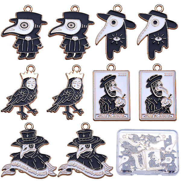 

PandaHall SUNNYCLUE 20Pcs 5 Style Alloy Enamel Pendants, Light Gold, Doctor Crow, Black, 25.5~26.5x16.5~25x1~1.5mm, Hole: 2mm, 4pcs/style...