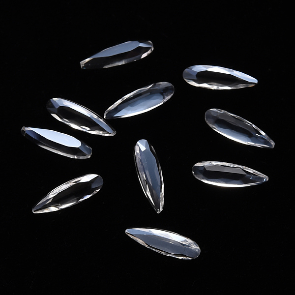 

PandaHall Teardrop Transparent Glass Cabochons, Nail Art Decoration Accessories, Faceted, Clear, 10x3x2.5mm Glass Teardrop Clear