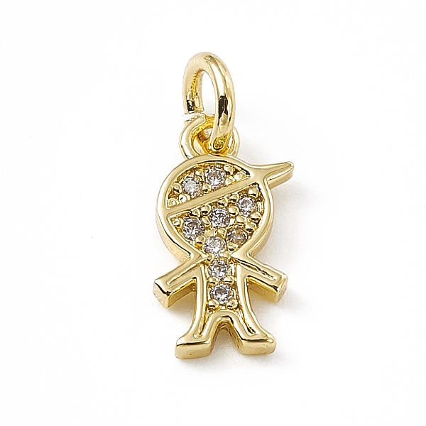 

PandaHall Brass Micro Pave Clear Cubic Zirconia Boy Charms, with Open Jump Rings, Real 18K Gold Plated, 12.5x7x1.5mm, Jump Ring: 4.5x0.7mm...