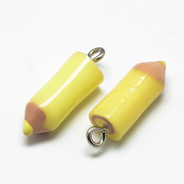 

PandaHall Resin Pendants, with Iron Findings, Crayon, Yellow, 23~25x7.5mm, Hole: 1.8mm Iron+Resin Yellow