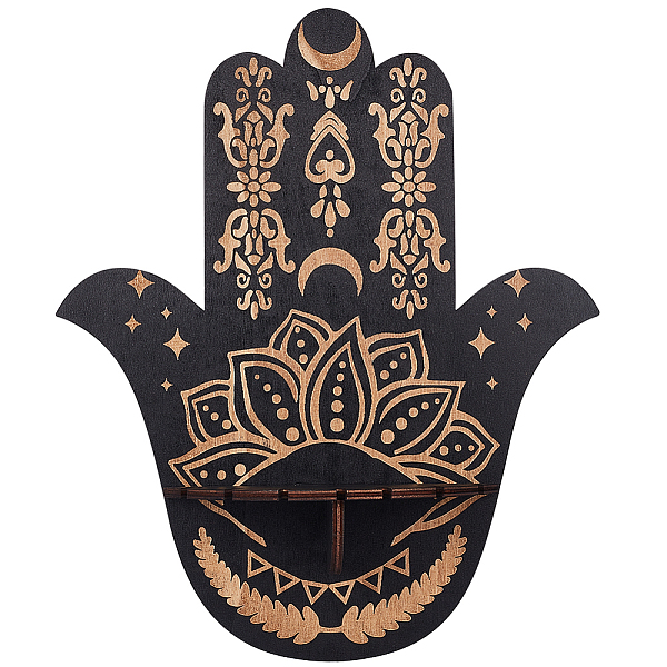 

PandaHall Hamsa Hand Wooden Crystal Sphere Display Stands, Witch Stuff Wiccan Altar Decor, Witchy Supplies Small Tray, for Witchcraft, Black...