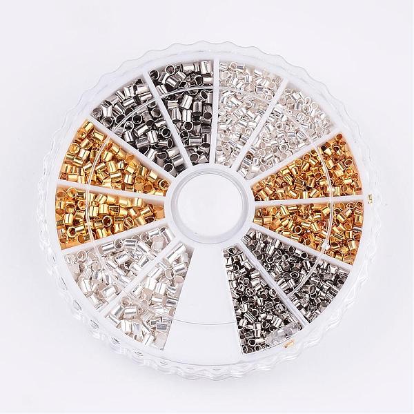 

PandaHall 1 Box 3 Color Brass Crimp Beads, Tube, Mixed Color, 1.5~2x1.5~2mm, Hole: 1~1.5mm Brass Tube