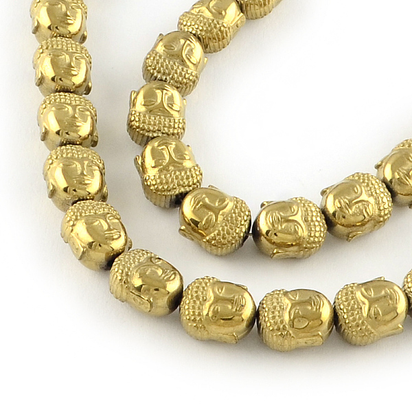 

PandaHall Electroplated Non-magnetic Synthetic Hematite Beads Strands, Buddha Head, Golden Plated, 10x9x7mm, Hole: 1mm, about 40pcs/strand...
