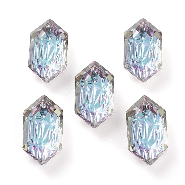 

PandaHall Embossed Glass Rhinestone Pendants, Bicone, Faceted, Vitrail Light, 20x10x5.5mm, Hole: 1.6mm Glass Bicone Purple