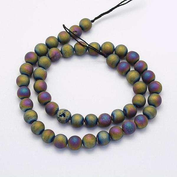 Electroplate Natural Druzy Agate Beads Strands