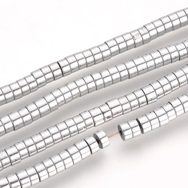 

PandaHall Electroplate Non-magnetic Synthetic Hematite Beads Spacers Strands, Heishi Beads, Flat Round/Disc, Platinum Plated, 4x2mm, Hole...