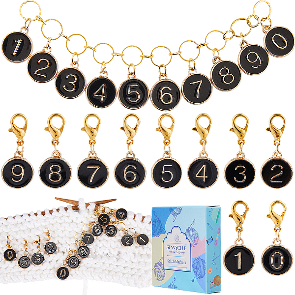 

PandaHall DIY Knitting Tool Sets, with Alloy Enamel Pendant Stitch Markers & Knitting Row Counter Chains, Black, 2.7~13.6cm, 11pcs/box...