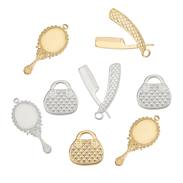 12Pcs 6 Style 304 Stainless Steel Pendants
