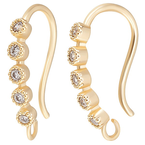 

PandaHall Beebeecraft 5 Pairs Rack Plating Brass Micro Pave Cubic Zirconia Earring Hooks, with Horizontal Loops, Long-Lasting Plated, Real..., Clear