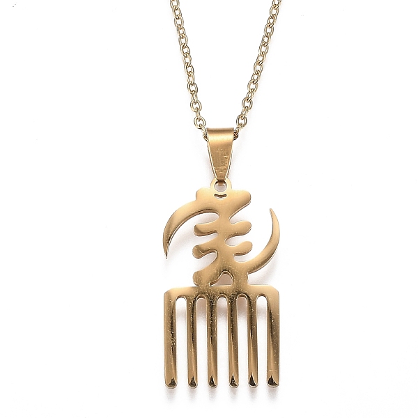 

PandaHall 201 Stainless Steel Pendant Necklaces, with Lobster Claw Clasps, Adinkra Gye Nyame, Real 18K Gold Plated, 19-3/4 inch(50.1cm) 201...