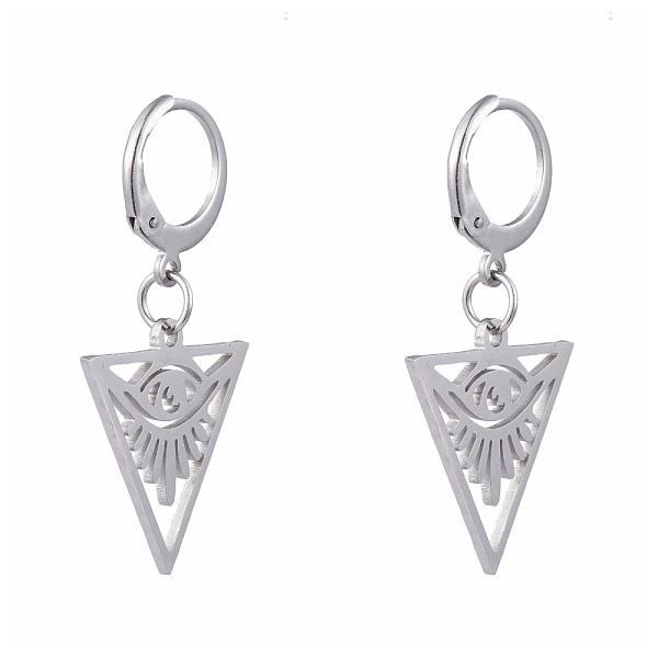 

PandaHall 304 Stainless Steel Leverback Earrings, with 201 Stainless Steel Pendants, Triangle with Eye, All Seeing Eye, Stainless Steel...