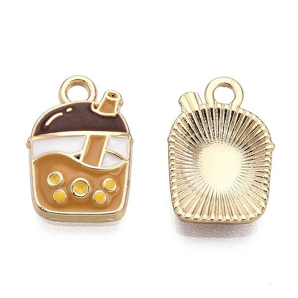

PandaHall Light Gold Plated Alloy Enamel Pendants, Cadmium Free & Lead Free, Bubble Tea, Chocolate, 15.5x10.5x2.5mm, Hole: 2mm Alloy+Enamel..., Brown