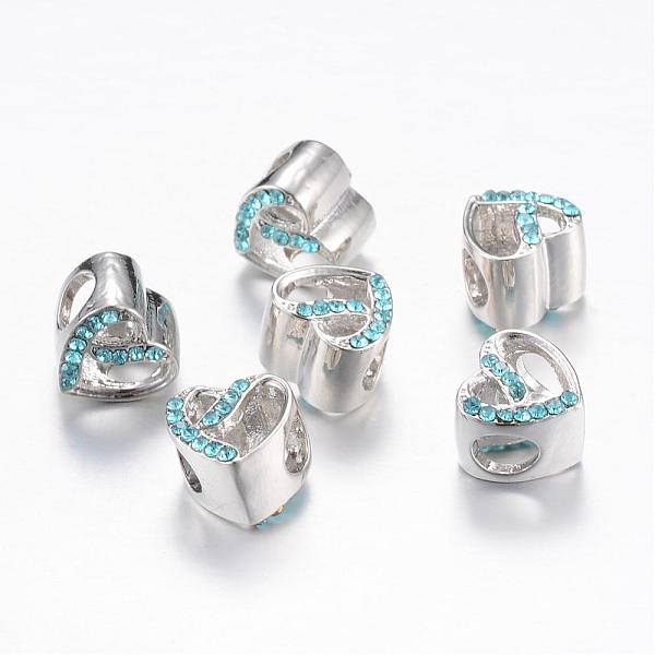 

PandaHall Alloy Rhinestone European Beads, Large Hole Beads, Heart, Platinum, Mixed Color, 11x10x9mm, Hole: 4.5~5mm Alloy+Rhinestone Heart..., Multicolor