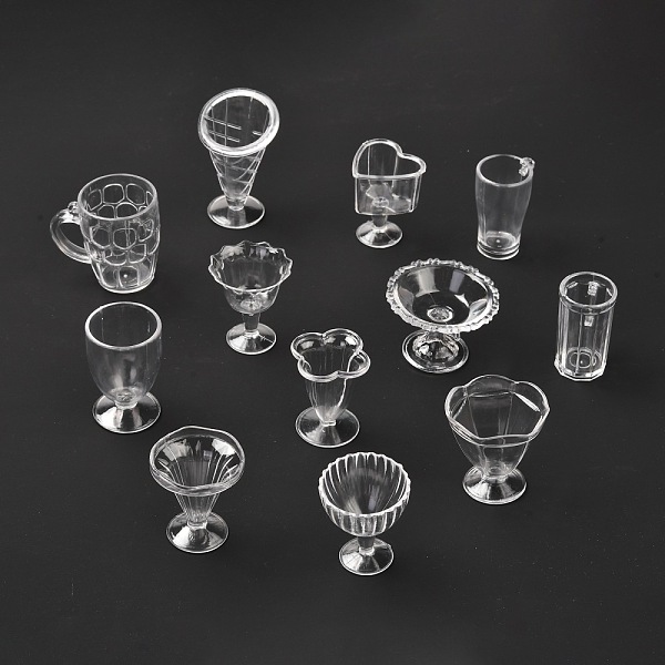 

PandaHall 12Pcs Transparent Plastic Food Play Cup Set, Simulation Miniature Cups, Children Clay Mold Toys, Clear, 21~31x25~43x29~50mm, Hole...