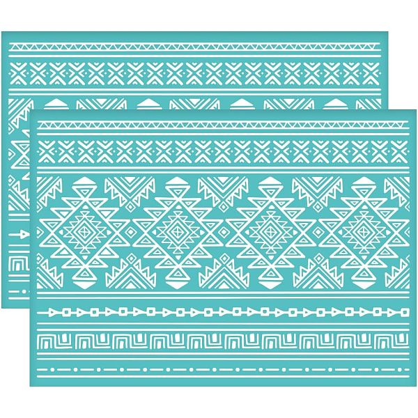 

PandaHall Self-Adhesive Silk Screen Printing Stencil, for Painting on Wood, DIY Decoration T-Shirt Fabric, Turquoise, Tribal Theme Pattern..., Green