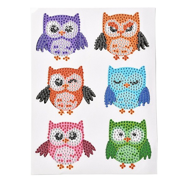 

PandaHall DIY Owl Diamond Painting Stickers Kits For Kids, with Diamond Painting Stickers, Rhinestones, Diamond Sticky Pen, Tray Plate and..., Multicolor