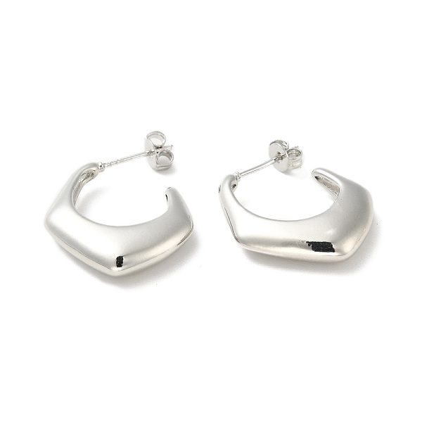 

PandaHall Rack Plating Brass Chunky Stud Earrings, Half Hoop Earrings for Women, Cadmium Free & Lead Free, Platinum, 25x22x5.5mm, Pin: 0.8mm...