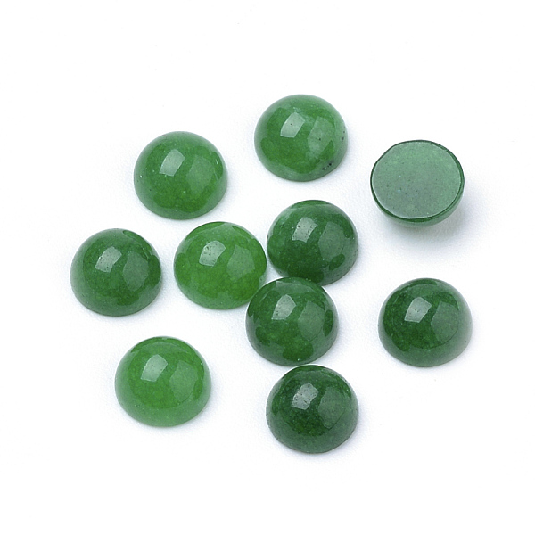 

PandaHall Natural White Jade Cabochons, Dyed, Half Round/Dome, Green, 6x3~4mm White Jade Half Round Green
