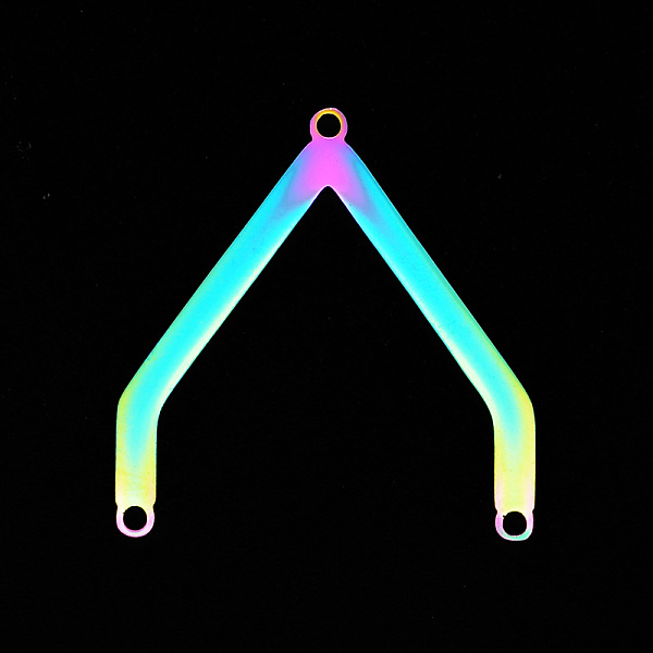 

PandaHall Vacuum Plating 201 Stainless Steel Chandelier Components Links, Laser Cut, 3 Loop Links, Rainbow Color, 26x24.5x1mm, Hole: 1.2mm...