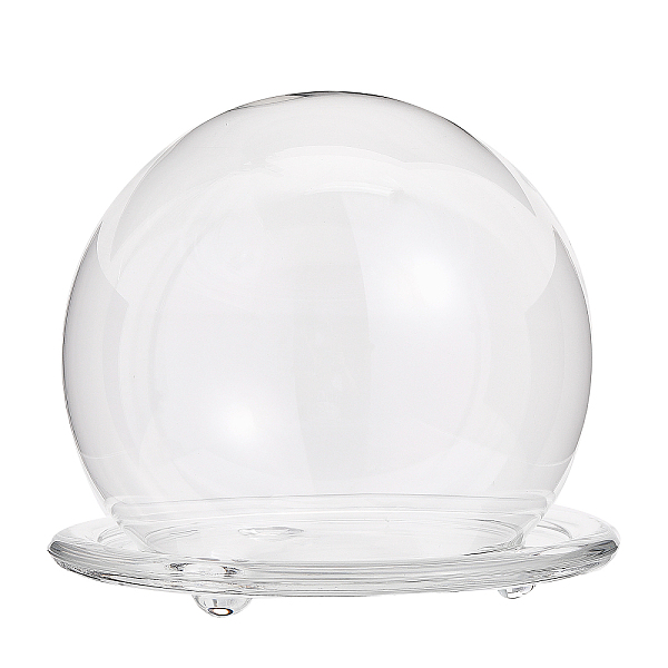 

PandaHall Glass Dome Cover, Decorative Display Case, Cloche Bell Jar Terrarium with Glass Base, Clear, 130x120mm Glass Round Clear