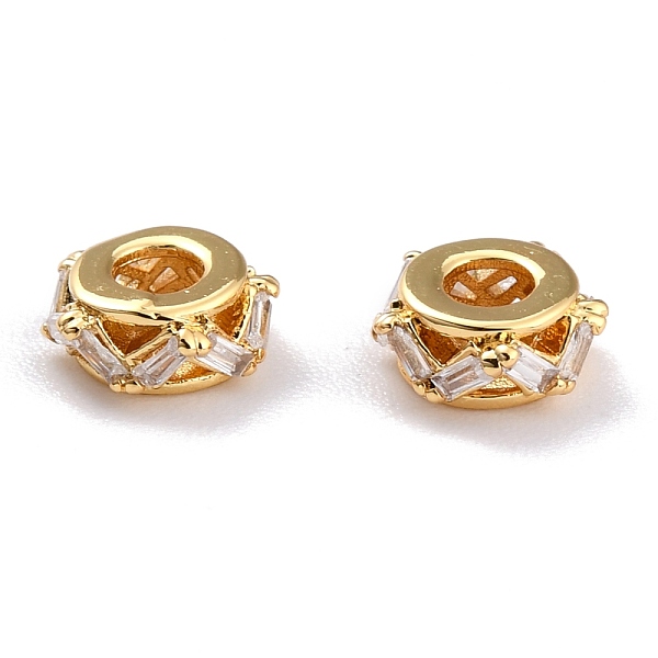 

PandaHall Bras Micro Pave Clear Cubic Zirconia Spacer Beads, Long-Lasting Plated, Flat Round, Golden, 7x3mm, Hole: 2.6mm Brass+Cubic...