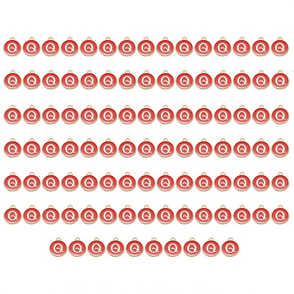 

PandaHall Golden Plated Enamel Alloy Charms, Enamelled Sequins, Flat Round, Red, Letter.Q, 14x12x2mm, Hole: 1.5mm, 100pcs/Box Alloy+Enamel...