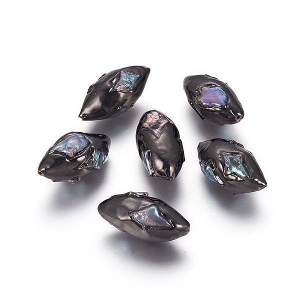 

PandaHall Natural Cultured Freshwater Pearl Beads, Dyed, with Golden Plated Brass Findings, Olive Shape with Star, DarkSlate Blue...