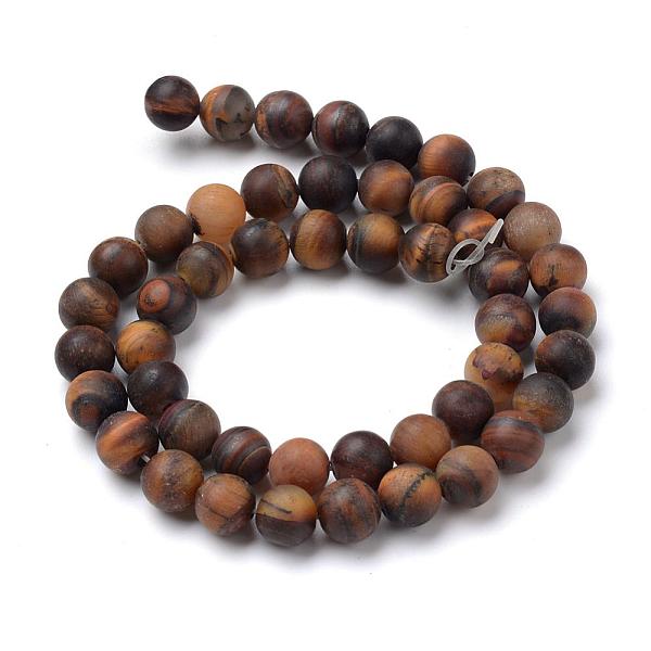 

PandaHall Natural Tiger Eye Round Bead Strands, Frosted Style, 4~4.5mm, Hole: 1mm, about 86~96pcs/strand, 14~15 inch Tiger Eye Round