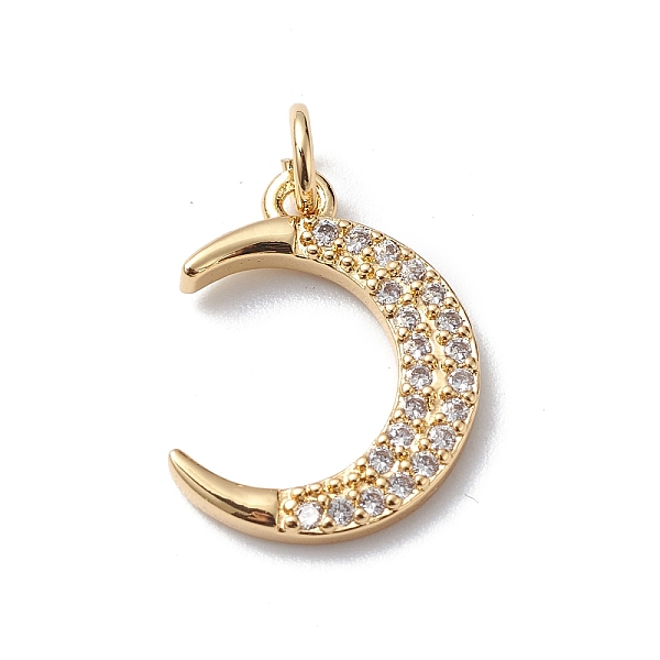 

PandaHall Rack Plating Brass Micro Pave Cubic Zirconia Pendants, Long-Lasting Plated, Cadmium Free & Lead Free, Crescent Moon Charm, With..., Clear