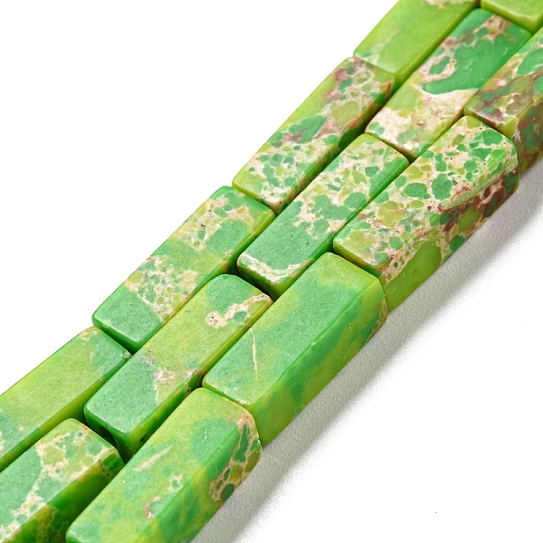 

PandaHall Synthetic Imperial Jasper Dyed Beads Strands, Rectangle, Green Yellow, 13~13.5x4~4.5x4~4.5mm, Hole: 1.4mm, about 28~29pcs/strand...