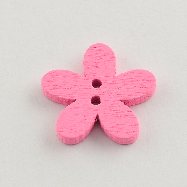 

PandaHall 2-Hole Dyed Wooden Buttons, Flower, Mixed Color, 14x15x2mm, Hole: 1mm Wood Flower Multicolor