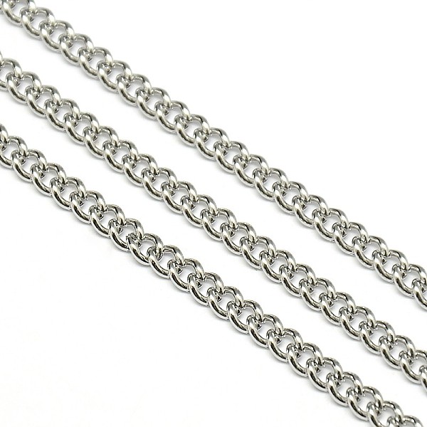 

PandaHall 304 Stainless Steel Curb Chains, Unwelded, Stainless Steel Color, 4x3x2mm 304 Stainless Steel
