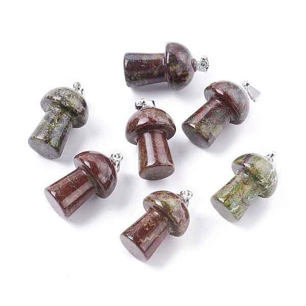 

PandaHall Natural Dragon Blood Pendants, with Platinum Tone Brass Findings, Mushroom , 25x14mm, Hole: 2.4mm Dragon Blood Mushroom
