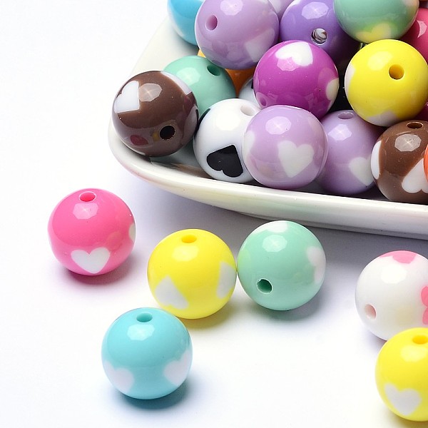 

PandaHall Opaque Acrylic Beads, Round, Mixed Color, about 220pcs/500g, 16mm in diameter, hole: about 3mm Acrylic Round Multicolor