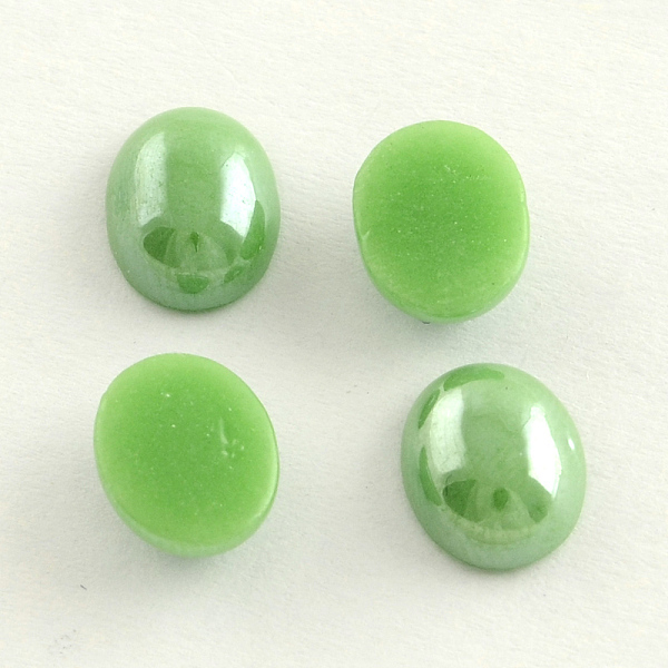 Pearlized Plated Opaque Glass Cabochons
