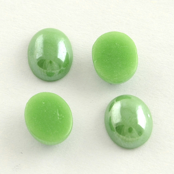 

PandaHall Pearlized Plated Opaque Glass Cabochons, Oval, Dark Sea Green, 13x10x5mm Glass Oval