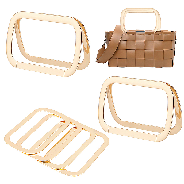 

PandaHall 6pcs Purse Replacement Handle Rectangle Bag Handle Replacement Light Gold Handbag Handle Metal Handel Frame Purse Handles for Bag...