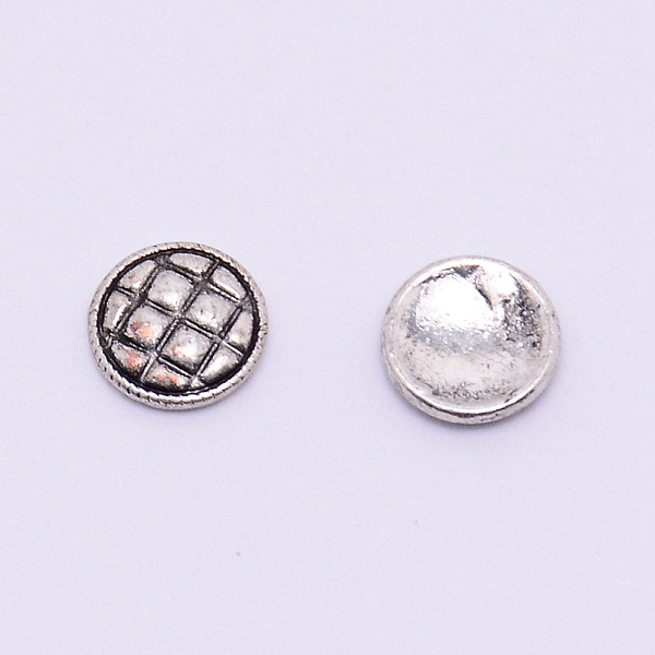 

PandaHall Alloy Cabochons, Nail Art Studs, Nail Art Decoration Accessories for Women, Flat Round with Grid, Antique Silver, 5.5x1mm...