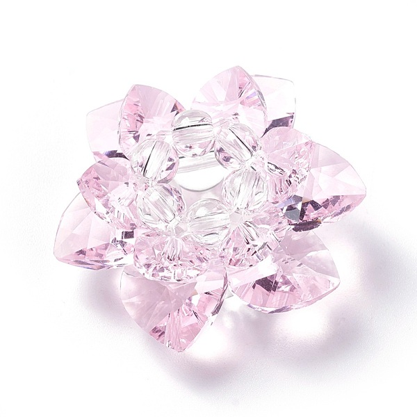 

PandaHall Glass Woven Beads, Cluster Beads, Lotus, Pearl Pink, 35x19mm, Hole: 8mm Glass Flower Pink