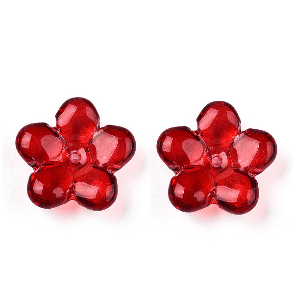 

PandaHall Transparent Glass Beads, Flower, Dark Red, 21x21.5x7mm, Hole: 1.8mm Glass Flower