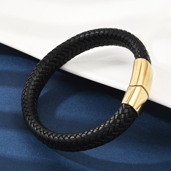 Bracelets en cuir microfibre tressé pour femmes et hommes-image-BJEW-D304-05G-02-fr