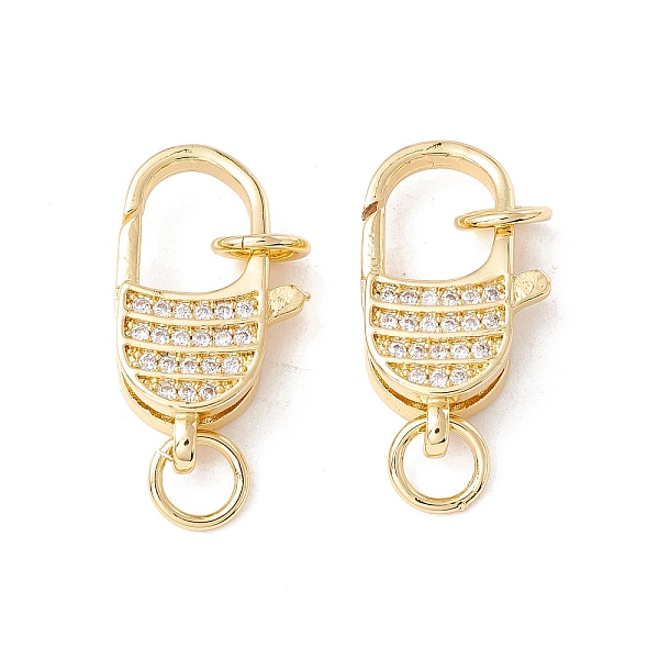 

PandaHall Brass Micro Pave Clear Cubic Zirconia Lobster Claw Clasps, with Jump Rings, Cadmium Free & Lead Free, Long-Lasting Plated, Real...