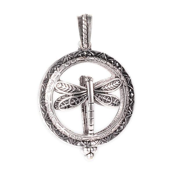 

PandaHall Alloy Diffuser Locket Pendants, with Magnetic, Flat Round with Dragonfly, Antique Silver, 43x35x16mm, Hole: 7x4mm Alloy Flat Round