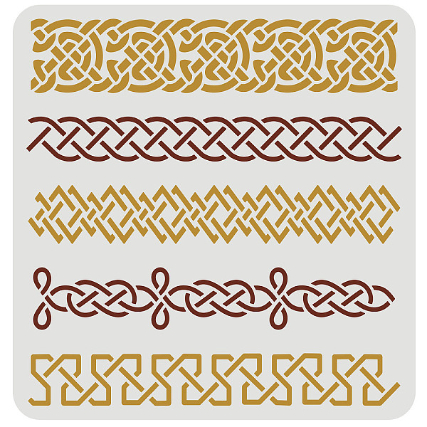 

PandaHall FINGERINSPIRE Celtic Knotwork Border Stencil 30x30cm Reusable Floral Pattern Drawing Stencil Plastic PET 5 Lines Flower Knot...